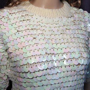 1960's white sequin sweater Lord & Taylor Sz S